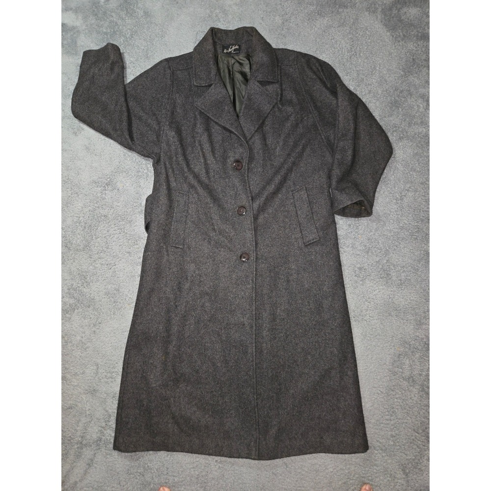 VTG 80s Miss New Yorker Belted Wool Overcoat Longline Made in USA 2X Andover
